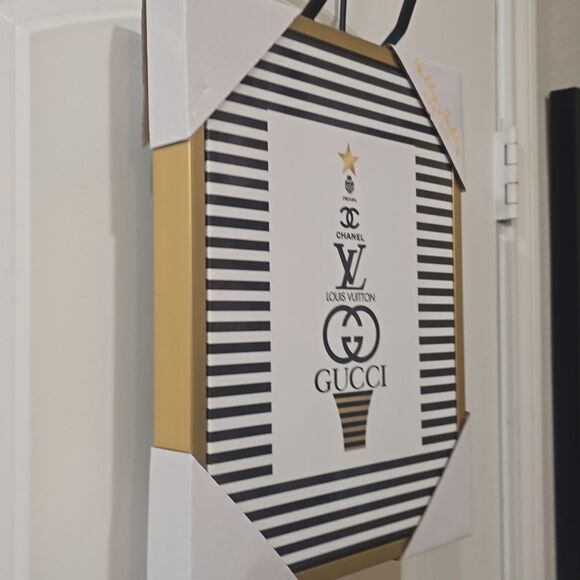Holly Jolly Art Co Gucci, Louis, Chanel Tree Framed Vinyl Canvas Wall Decor - Picture 4 of 6